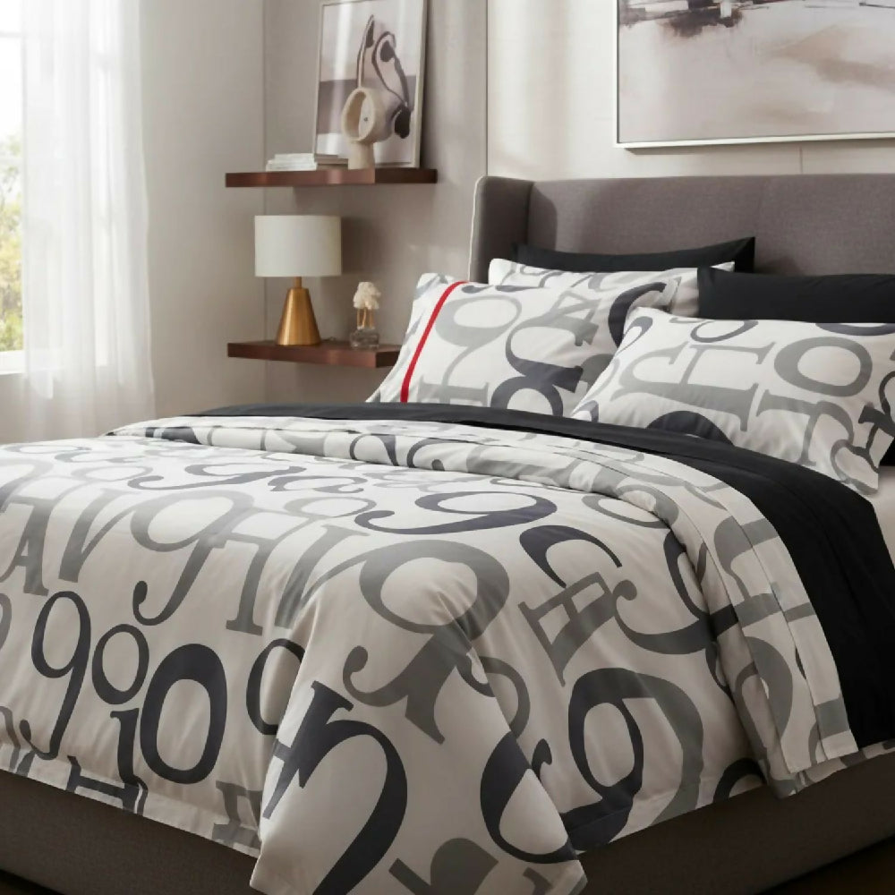 Juego de Sábanas Cama Queen 300 Hilos 100% Algodón Números Modernos