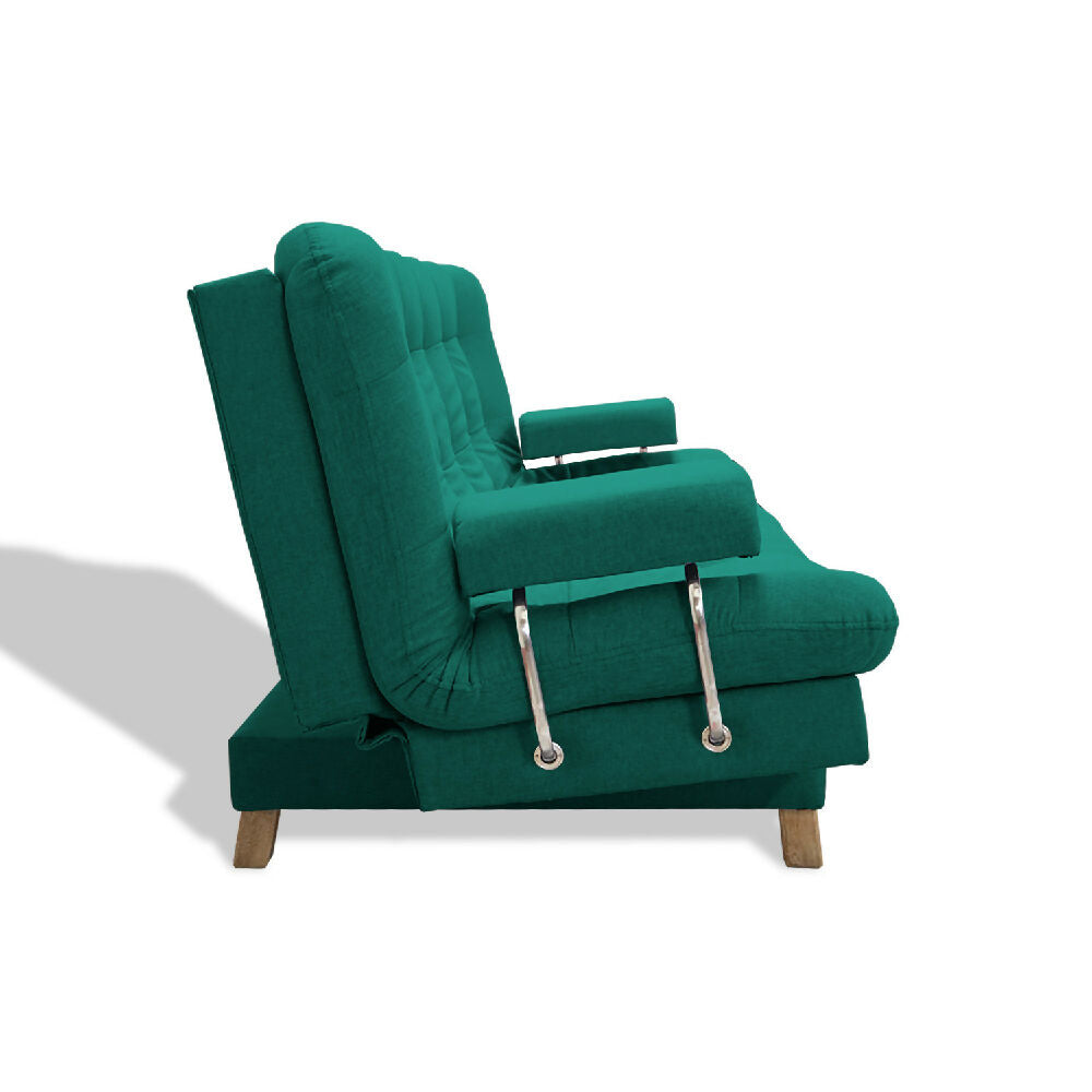 Sofacama Brunner 3 Posiciones Con Brazos extraíbles Verde + Cojines Decorativos
