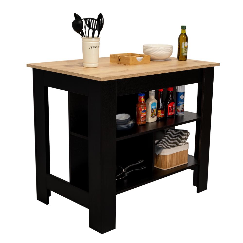 Barra de Cocina Cala, Wengue y Café Claro, con Amplia Supeicie En La Mesa    ZF