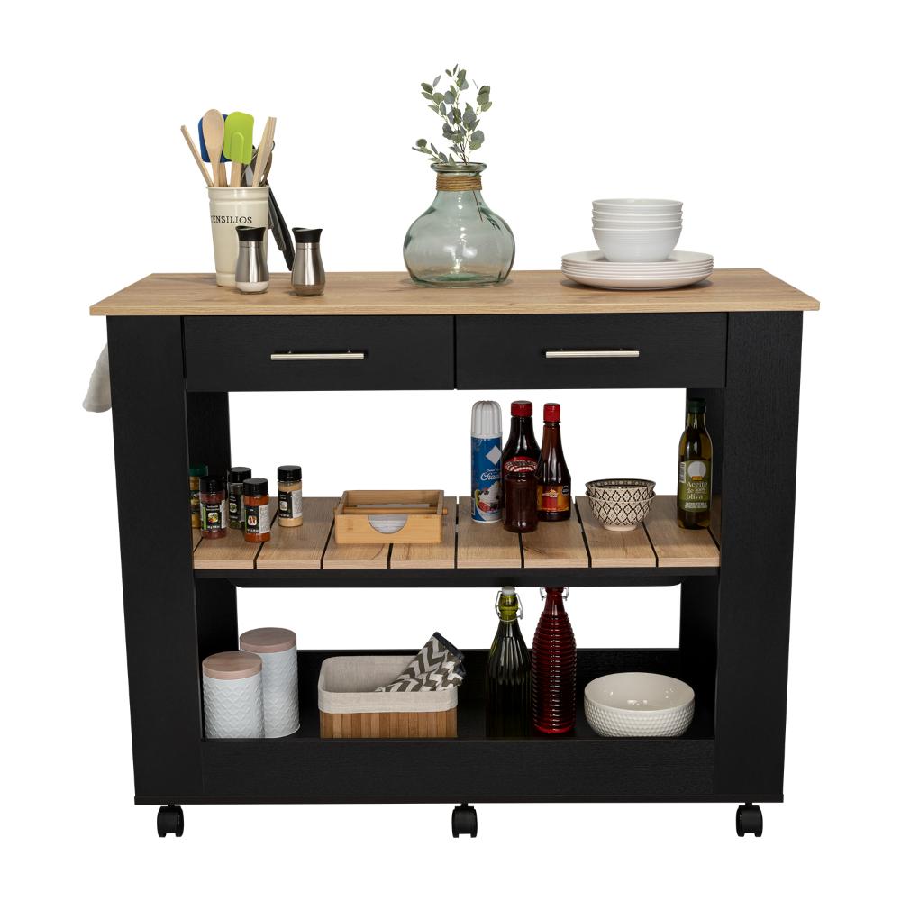 Barra de Cocina Cala, Wengue y Café Claro, con Amplia Superficie En La Mesa ZF
