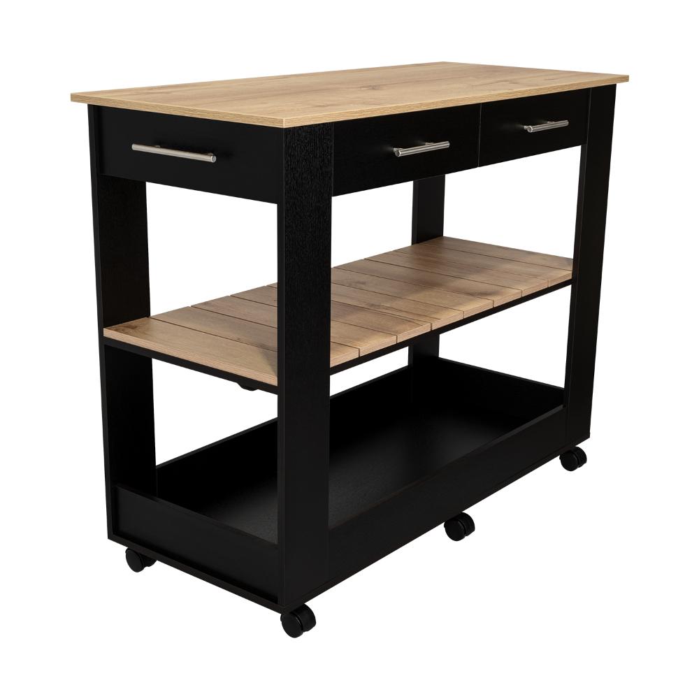 Barra de Cocina Cala, Wengue y Café Claro, con Amplia Superficie En La Mesa ZF