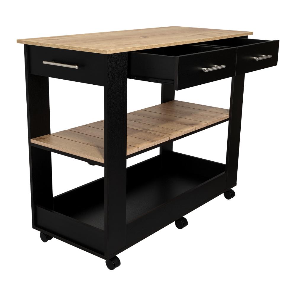 Barra de Cocina Cala, Wengue y Café Claro, con Amplia Superficie En La Mesa ZF