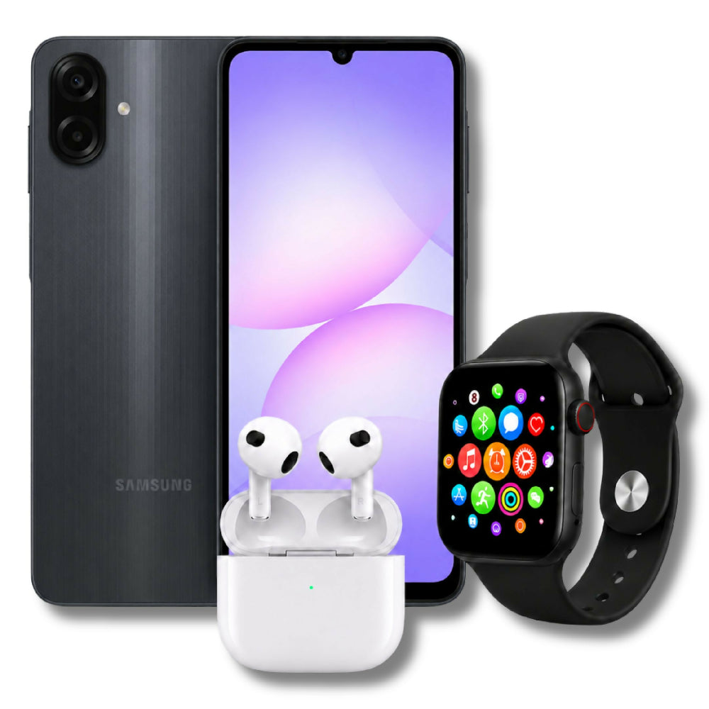Celular A07 64GB Batería Larga Duración + Obsequio Audífonos Y Smartwatch Negro