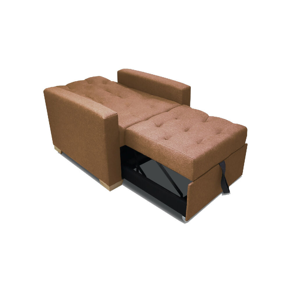 Sofá Cama Unipersonal Sabathy Tela Lino 95X90X94Cm Camel