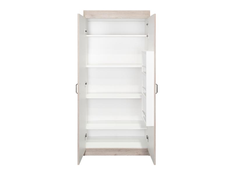 Alacena Multiusos Varese, Bardolino y Blanco Vainilla, Posee Un Estante Adicional En La Puerta y Cuatro Entrepaños