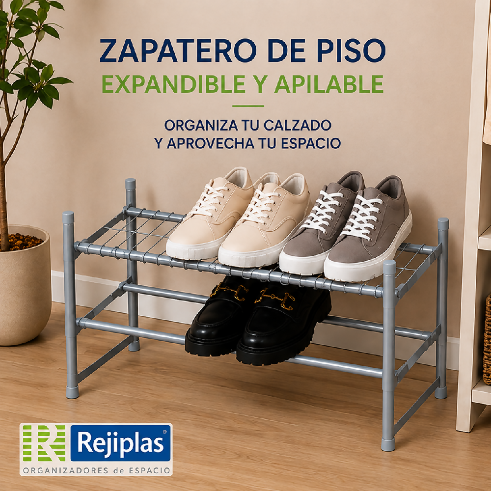 Zapatero Expandible Rejiplas 2 Niveles Ajustable y Apilable