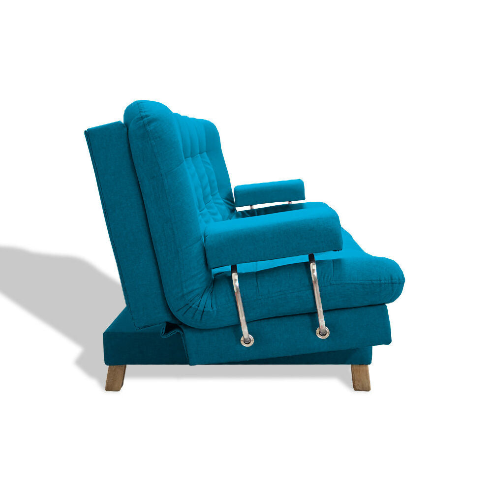 Sofacama Brunner 3 Posiciones Con Brazos extraíbles Turquesa + Cojines Decorativos