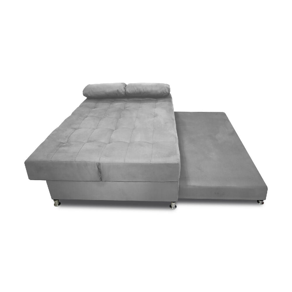 Sofá Cama Tarima Haller En Tela Velvet 190X95X80 Gris