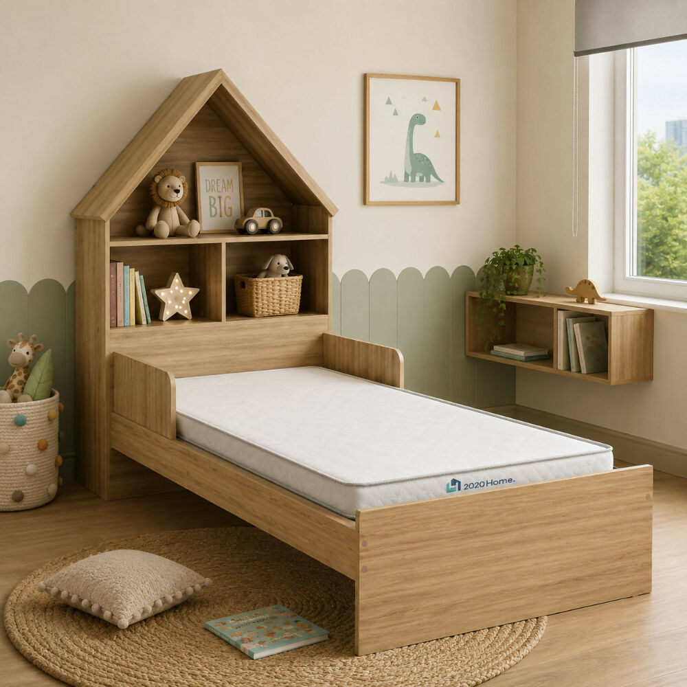 Cama infantil Ariel almendra con colchoneta 90x1,90 cm