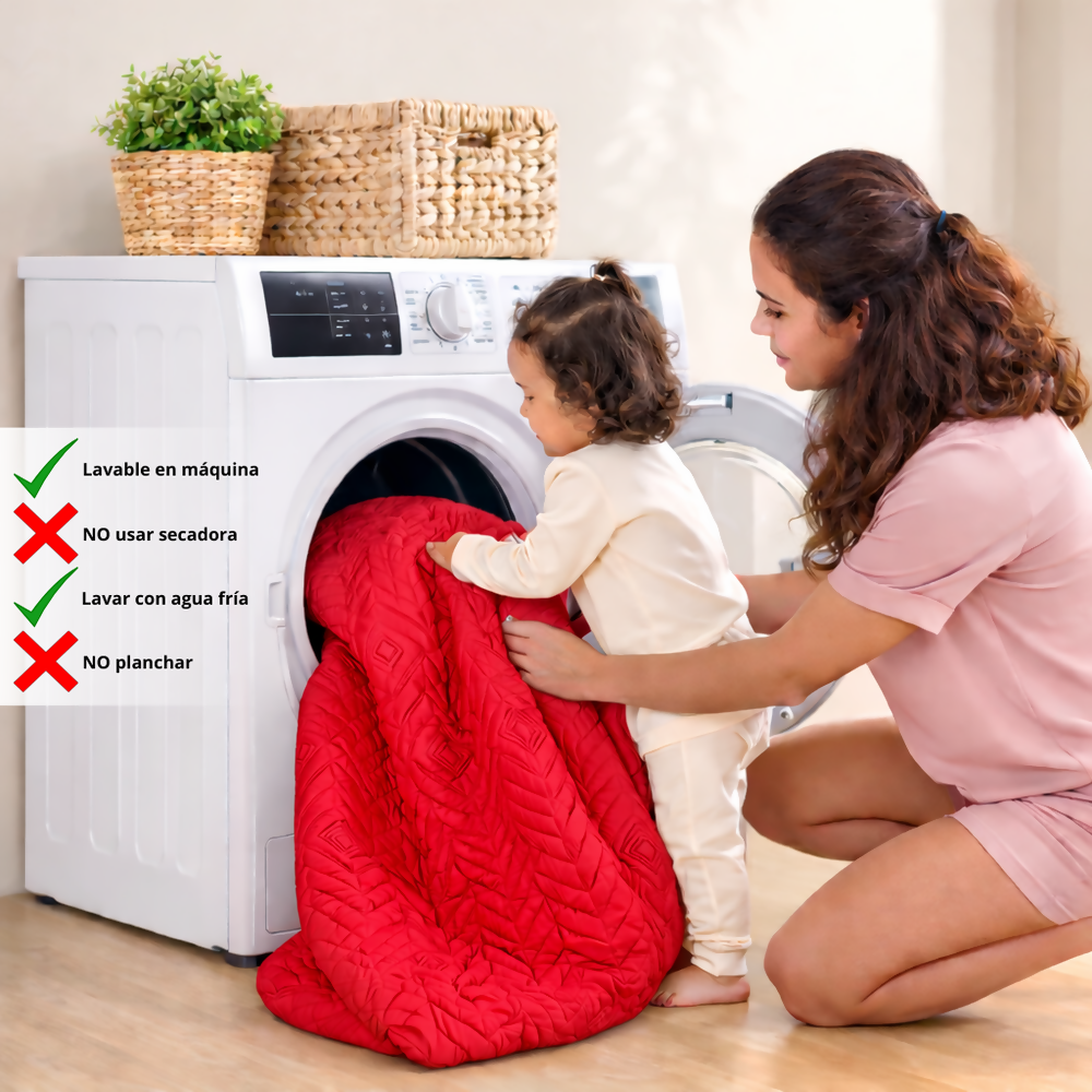 Protector colchon queen antifluido rojo 160x190cm