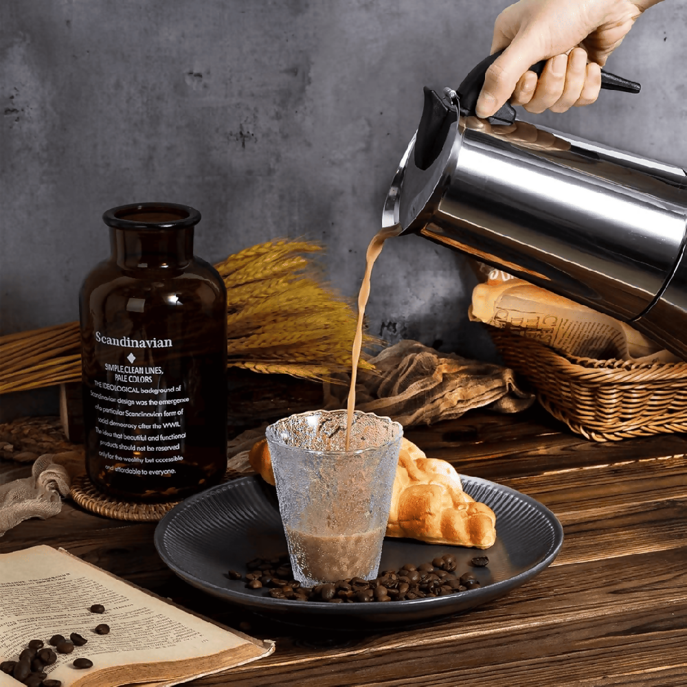 Cafetera Prensa Italiana Acero Inoxidable SL012 Preparación De Café Intenso Con Estilo Clásico