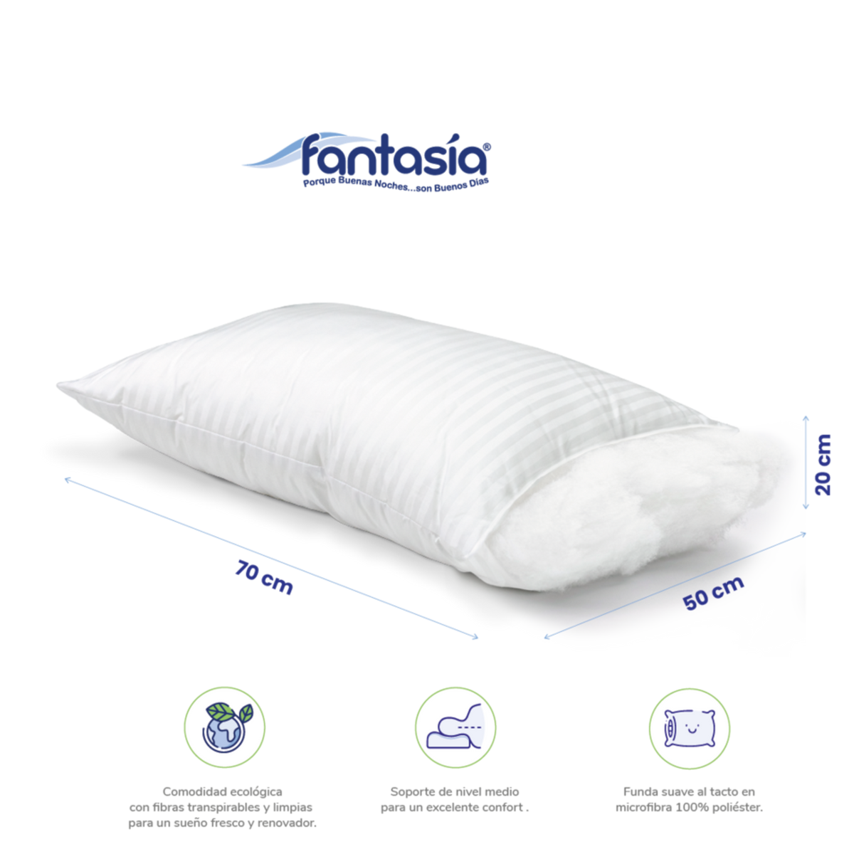 Almohada Natural Soft Empaque Vinilo Marca Fantasia
