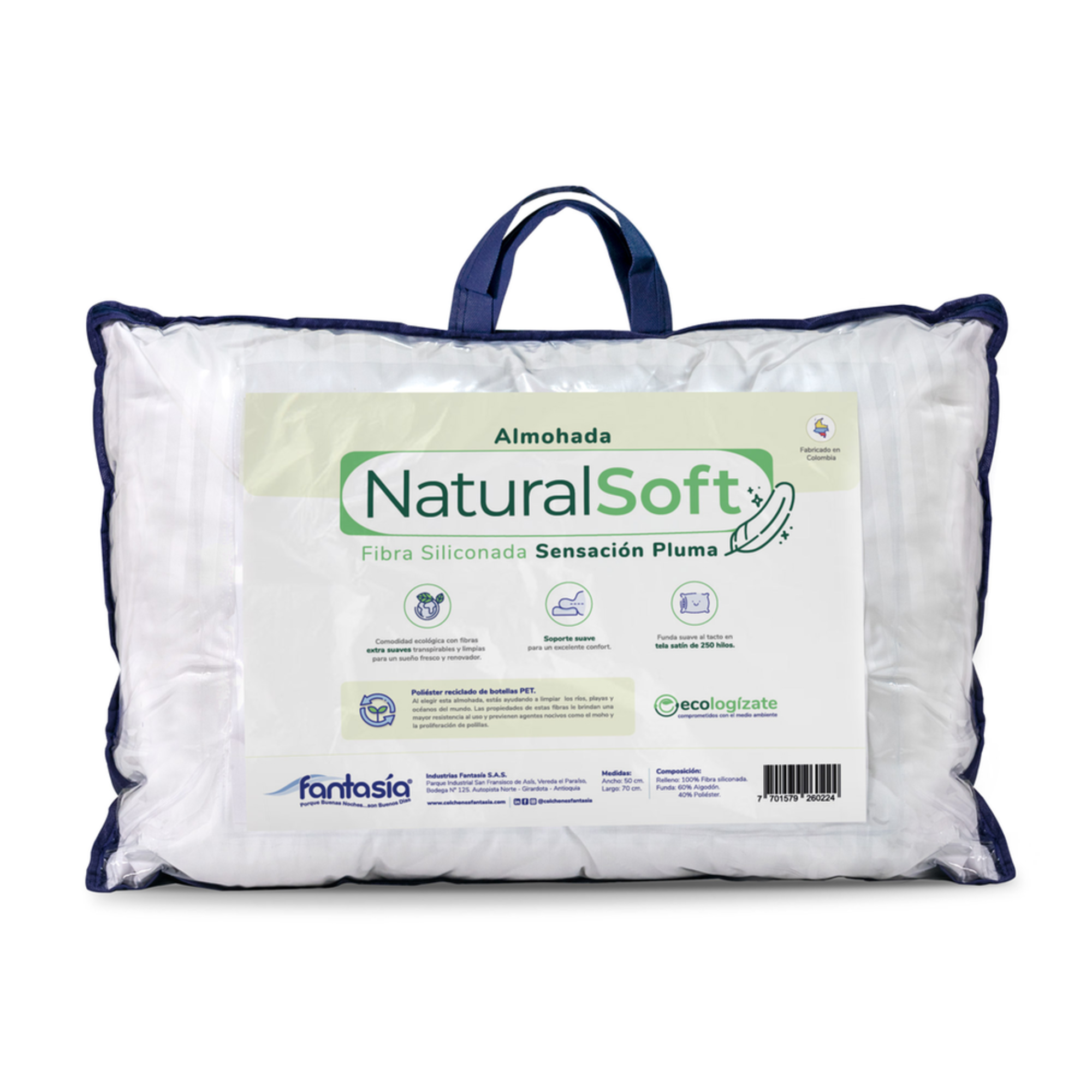 Almohada Natural Soft Empaque Vinilo Marca Fantasia