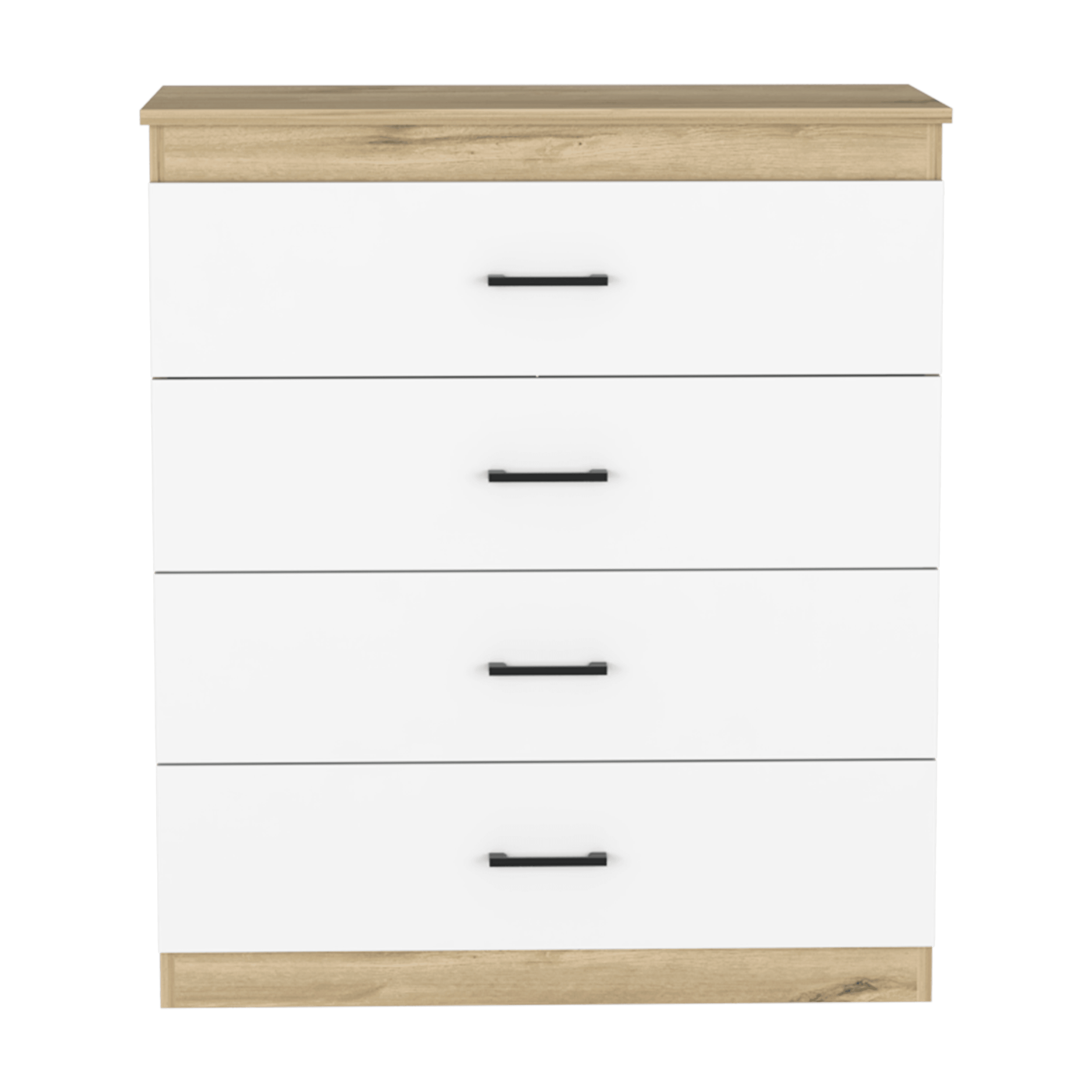 Organizador Douglas, Blanco y Café Claro, con Cuatro Cajones y Manijas Metalicas ZF - VIRTUAL MUEBLES