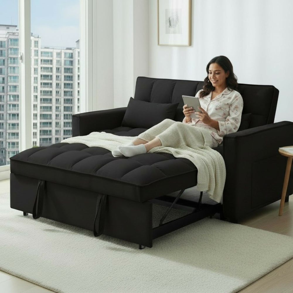 Sofa Cama 2 Puestos NegroTela Aeidi
