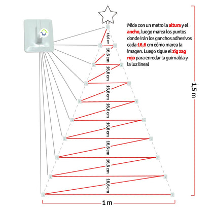 Árbol Navidad De Pared + Luces + Estrella + Decoración GRATIS! AGUI001