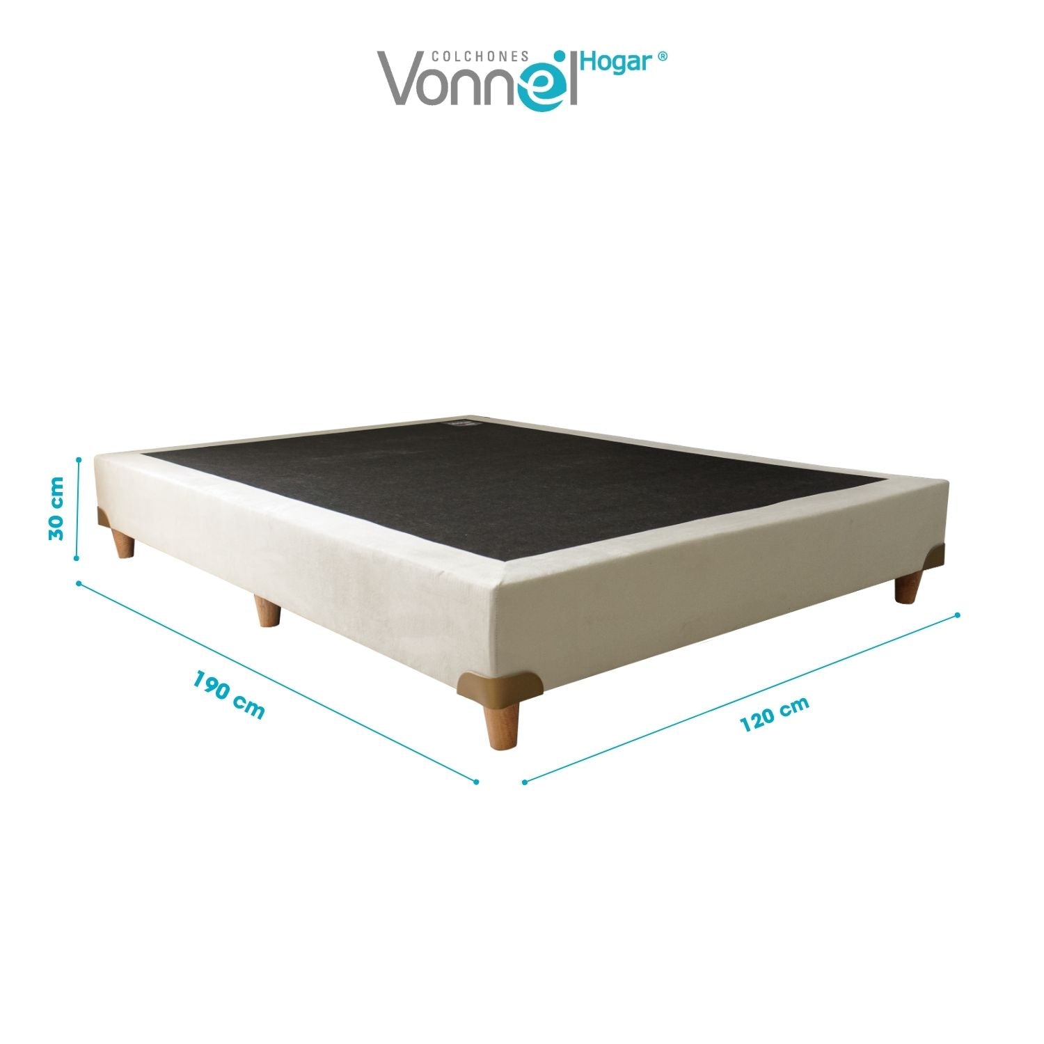 Base Cama Pata Madera 120x190x20, Avellana