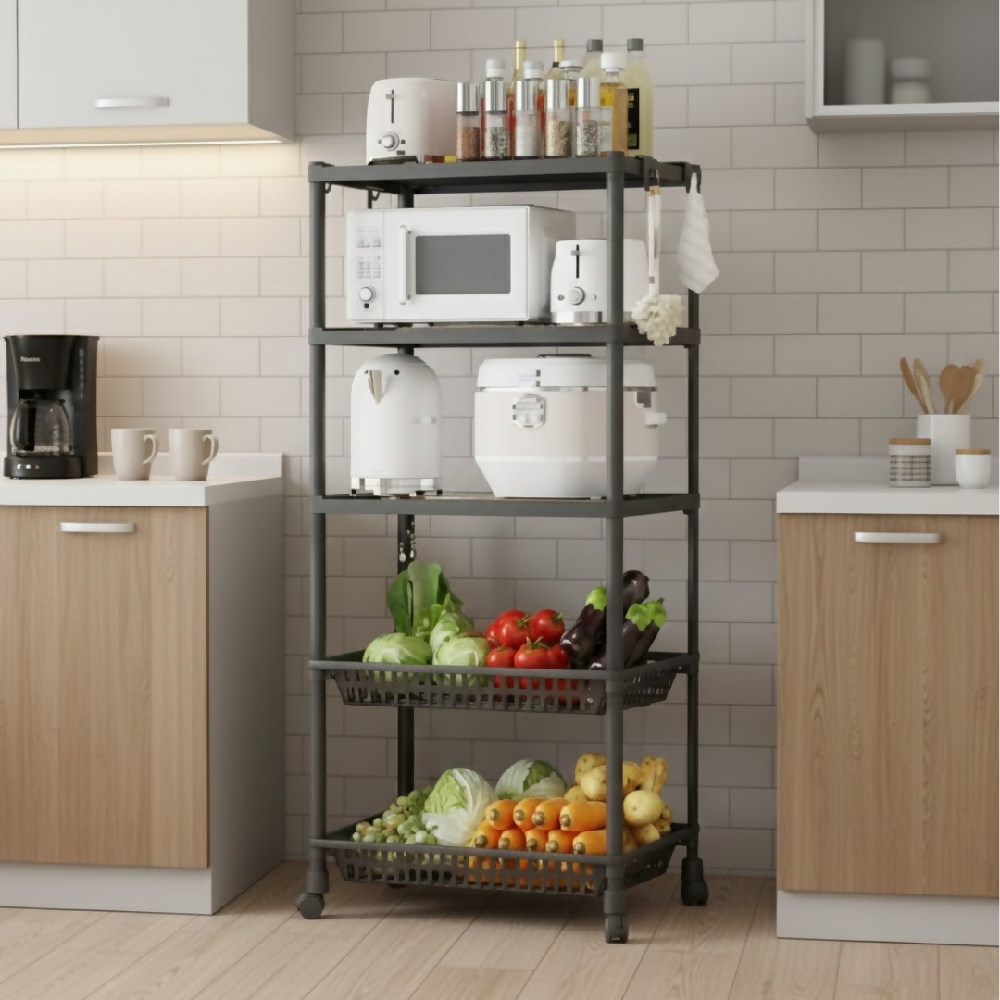 Estante Organizador 5 Niveles Con Ruedas Multiusos YH6710-5C Organizador Práctico Para Almacenamiento Y Espacios Reducidos