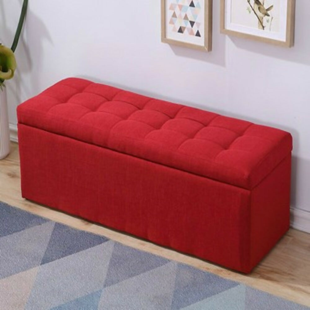puf baul rojo tela 80x40