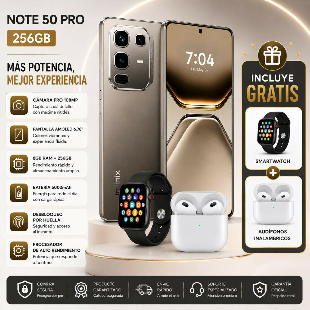 Smartphone Infinix Note 50 Pro 256GB Libre Marrón + 2 Regalos Incluidos