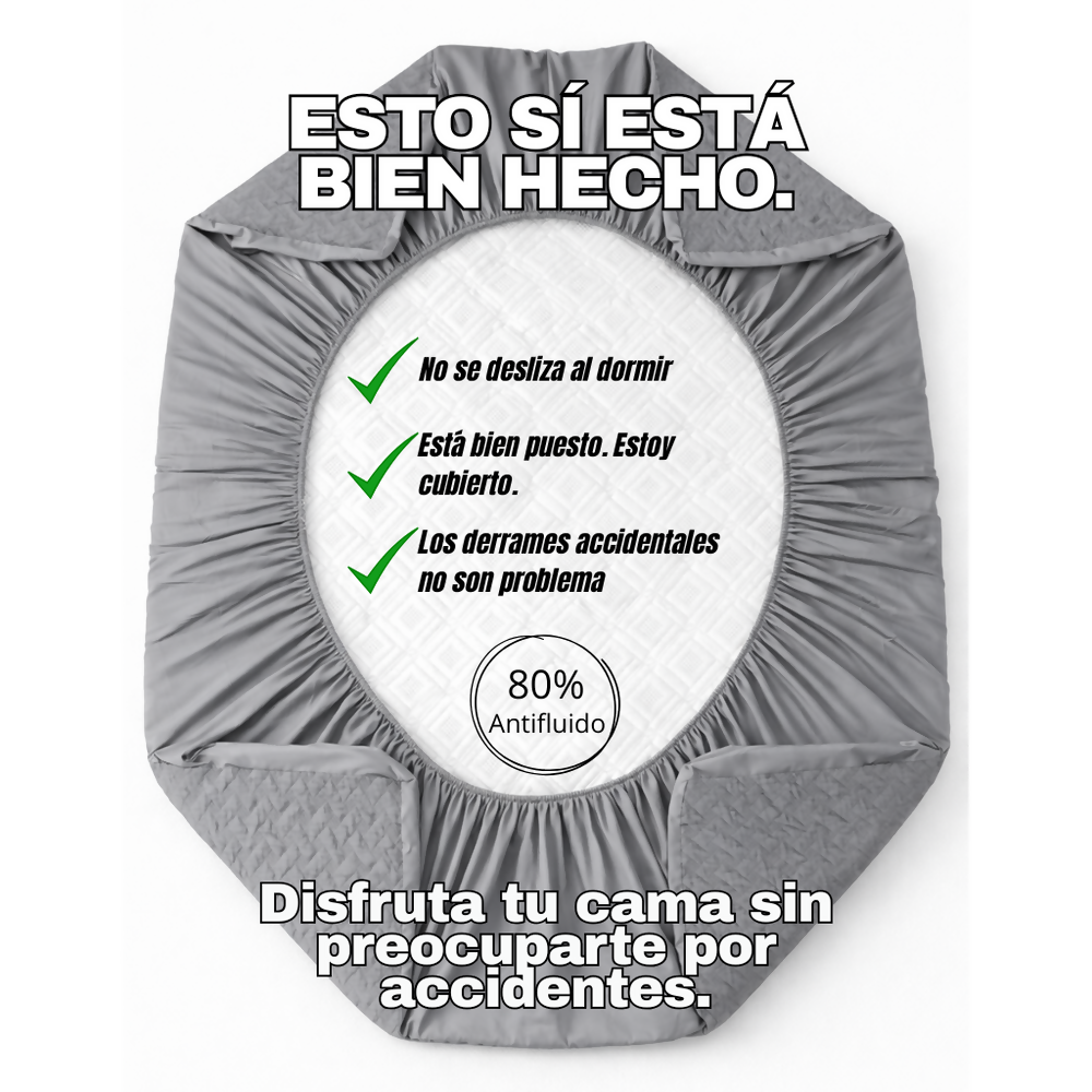 Protector colchon sencillo antifluido gris 100x190cm