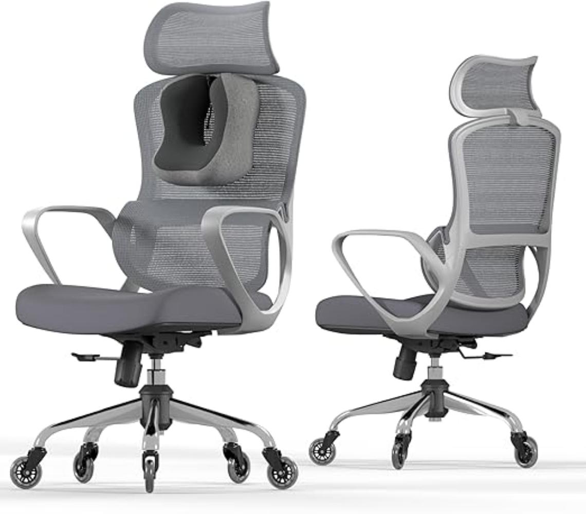 Silla De Oficina Ergonómica, LarkLeaves Con Almohada Para El Cuello Y Ruedas De Goma