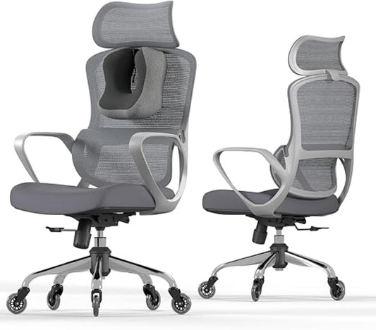 Silla De Oficina Ergonómica, LarkLeaves Con Almohada Para El Cuello Y Ruedas De Goma