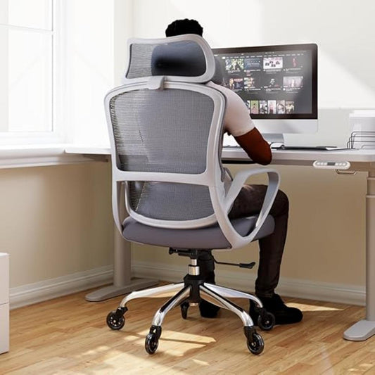 Silla De Oficina Ergonómica, LarkLeaves Con Almohada Para El Cuello Y Ruedas De Goma