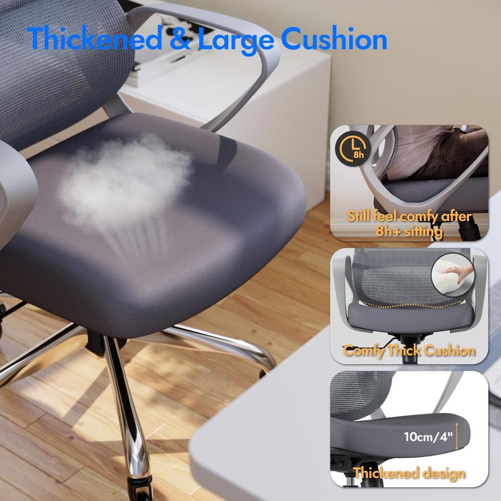 Silla De Oficina Ergonómica, LarkLeaves Con Almohada Para El Cuello Y Ruedas De Goma