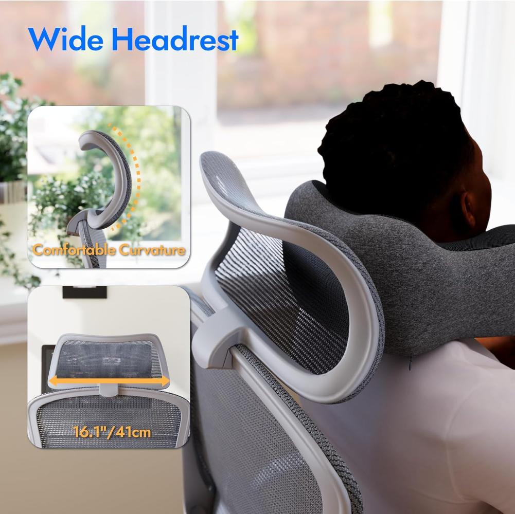 Silla De Oficina Ergonómica, LarkLeaves Con Almohada Para El Cuello Y Ruedas De Goma