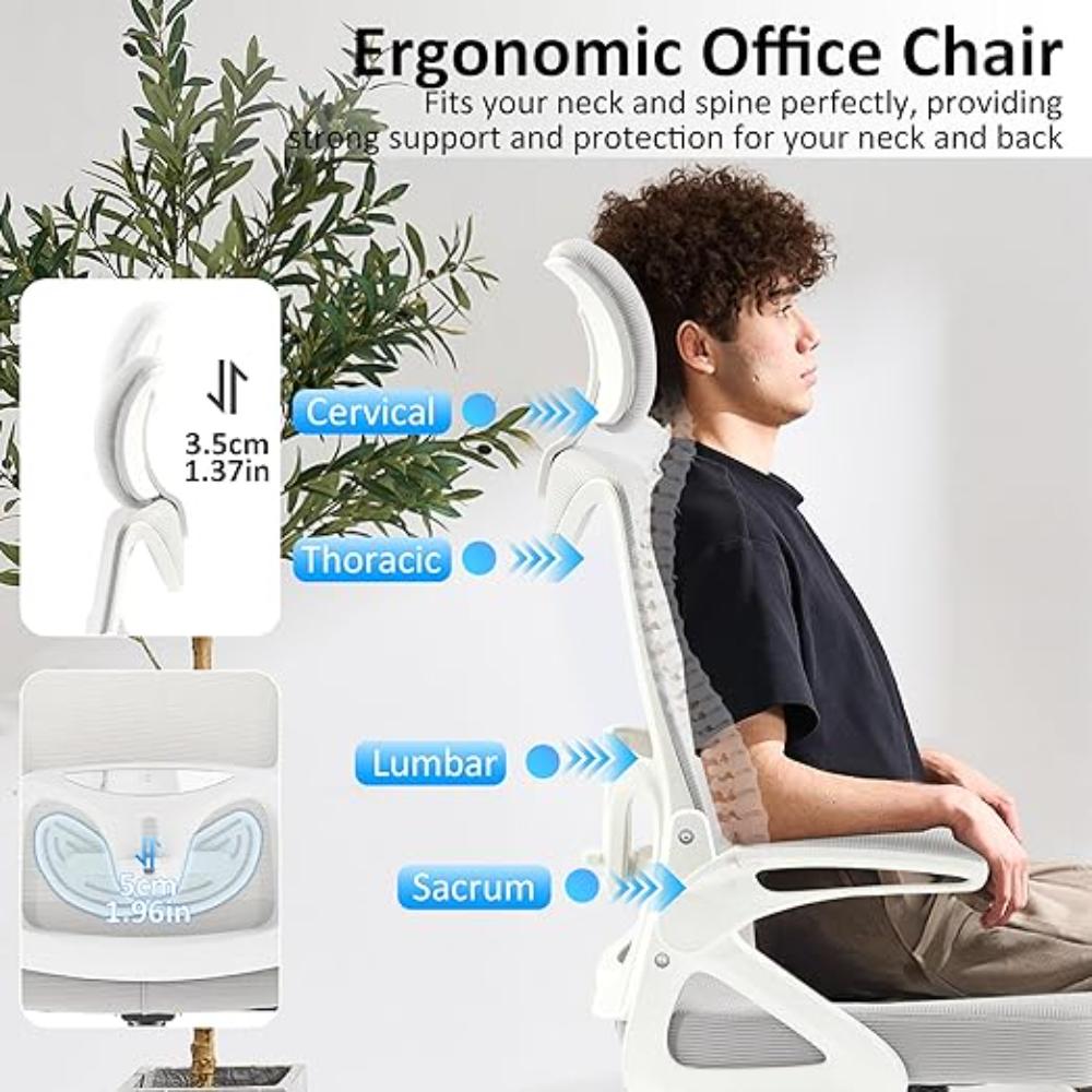 Silla de oficina Fizzin Blanca ergonómica de 400 libras
