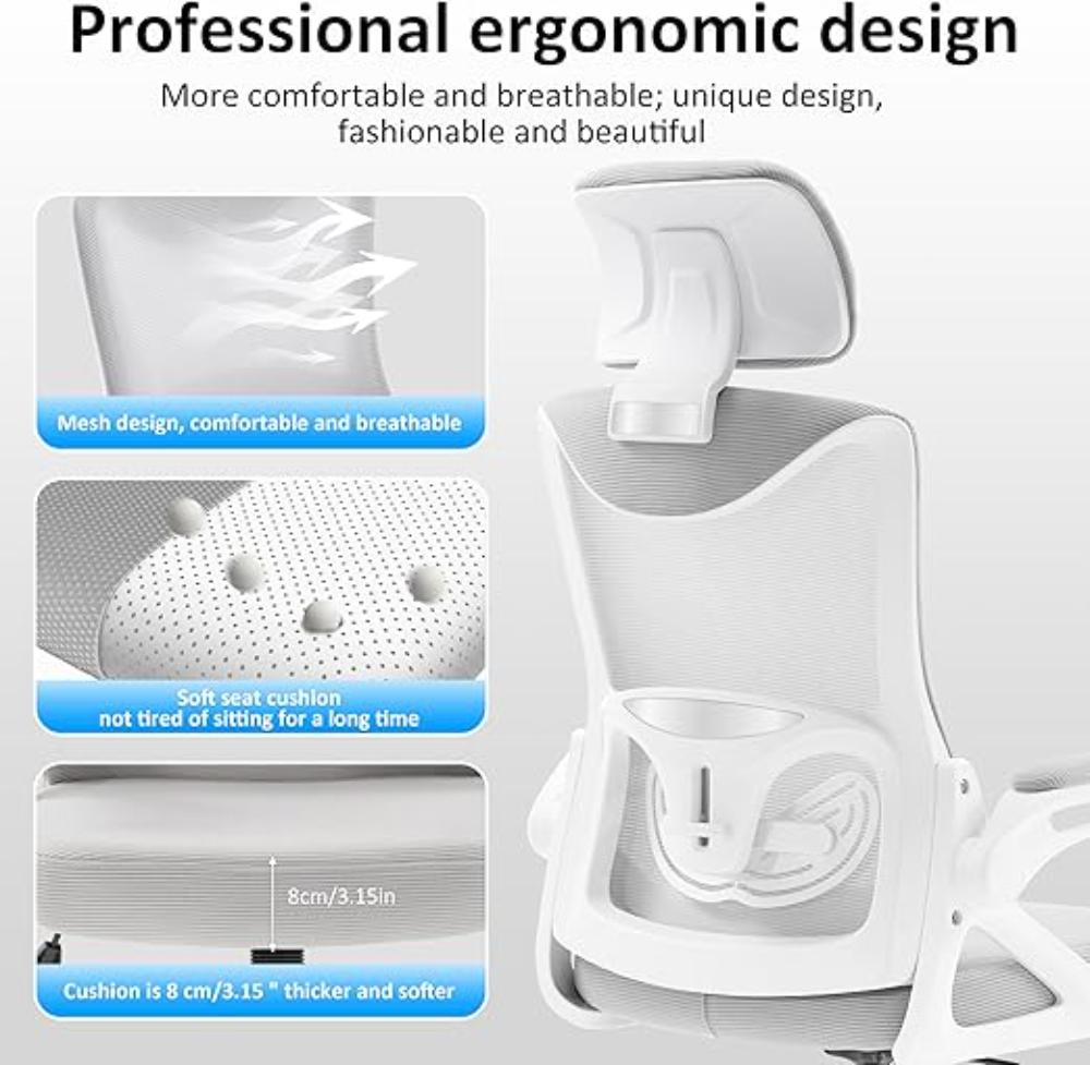 Silla de oficina Fizzin Blanca ergonómica de 400 libras