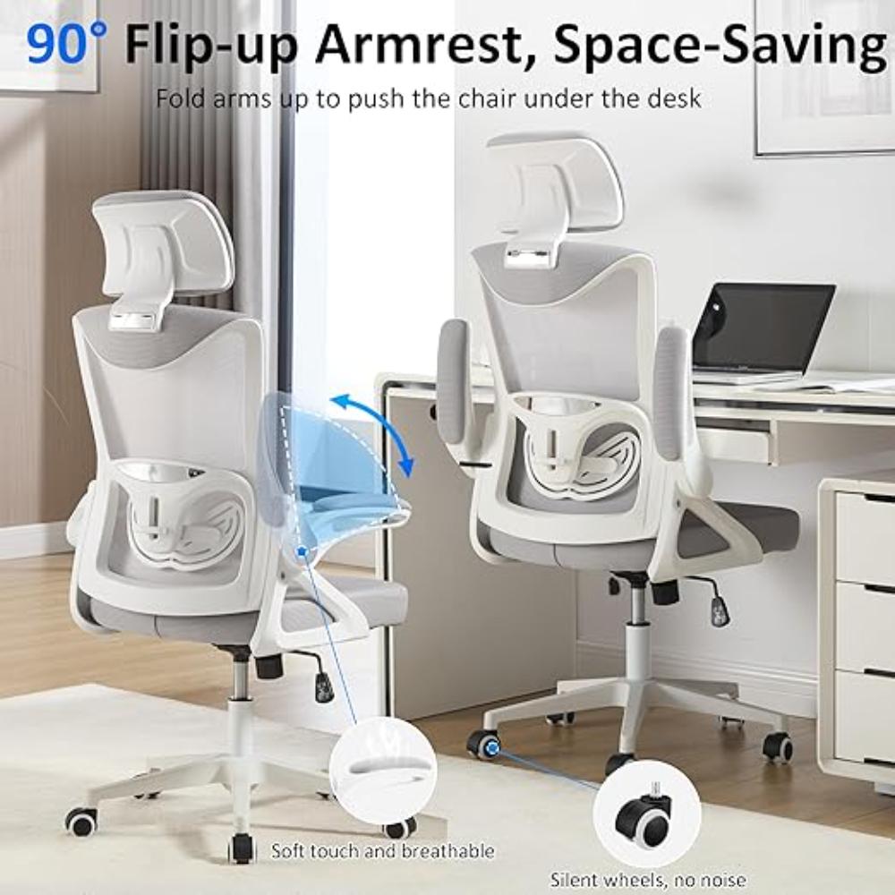 Silla de oficina Fizzin Blanca ergonómica de 400 libras