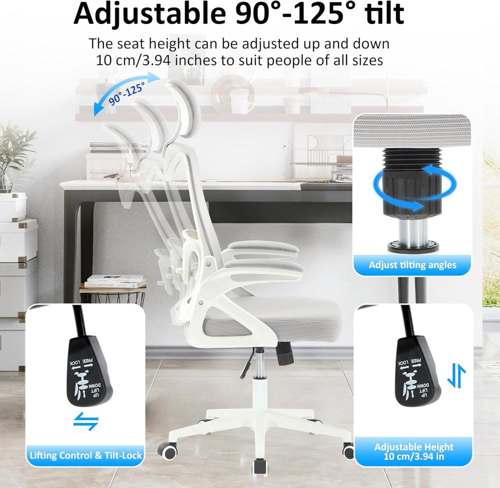 Silla de oficina Fizzin Blanca ergonómica de 400 libras