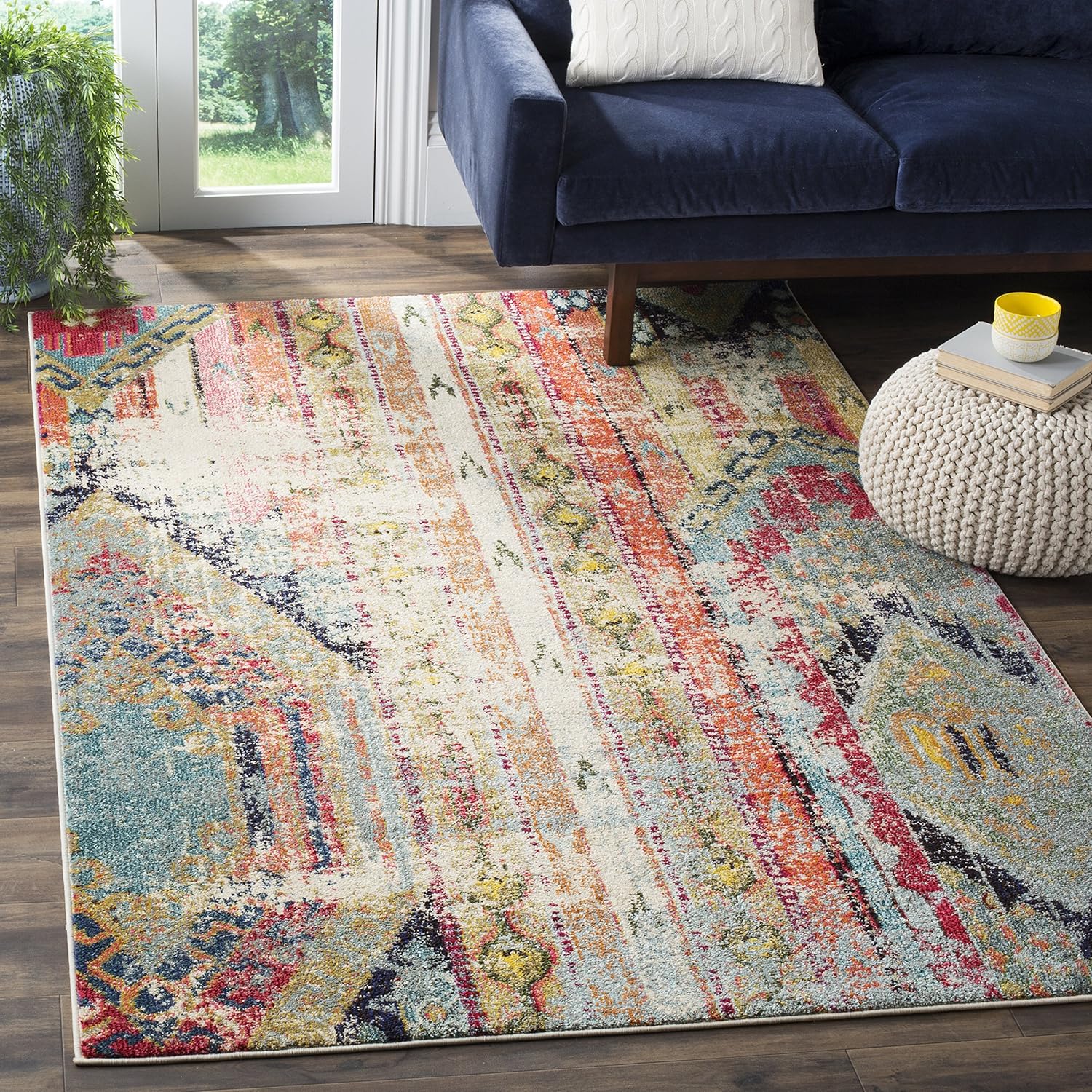 colección Monaco MNC222F Alfombra estilo boho chic con detalles tribales y