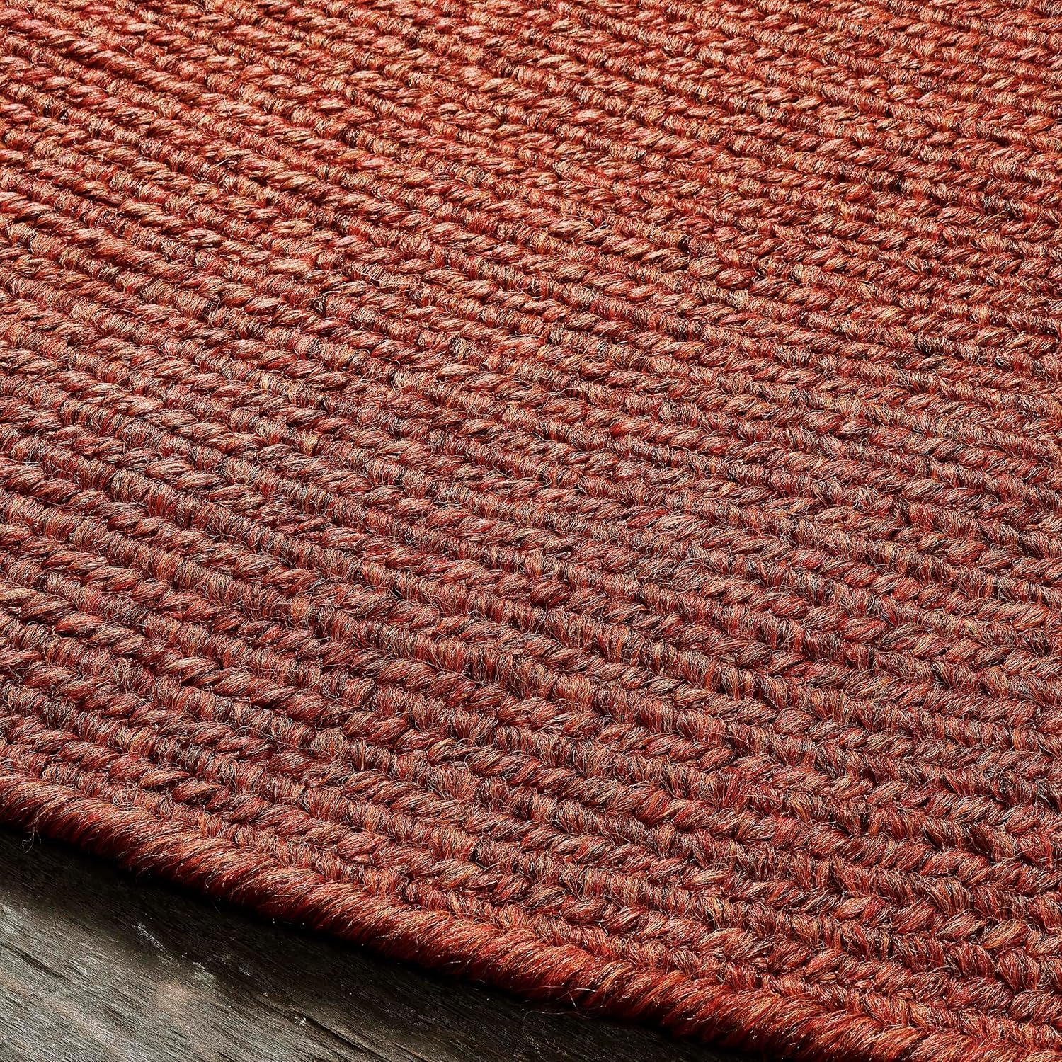 Alfombra ovalada de yute para interiores, ladrillo, 5 pies x 8 pies