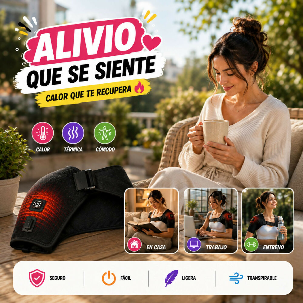 Hombrera Soporte De Calentamiento Térmico Alivio Muscular Profundo Y Correas Ajustables