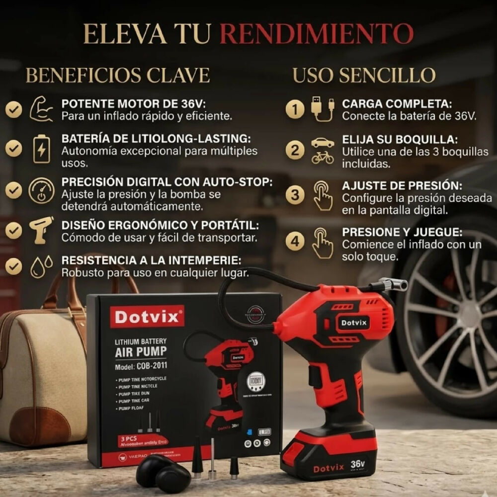Compresor De Aire Digital Portátil CQB-211 Inflador Eléctrico Recargable Para Llantas De Carro Moto Bicicleta