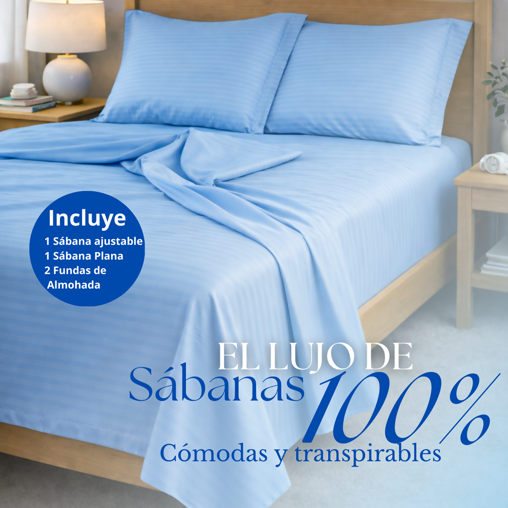Juego de sabanas king celeste