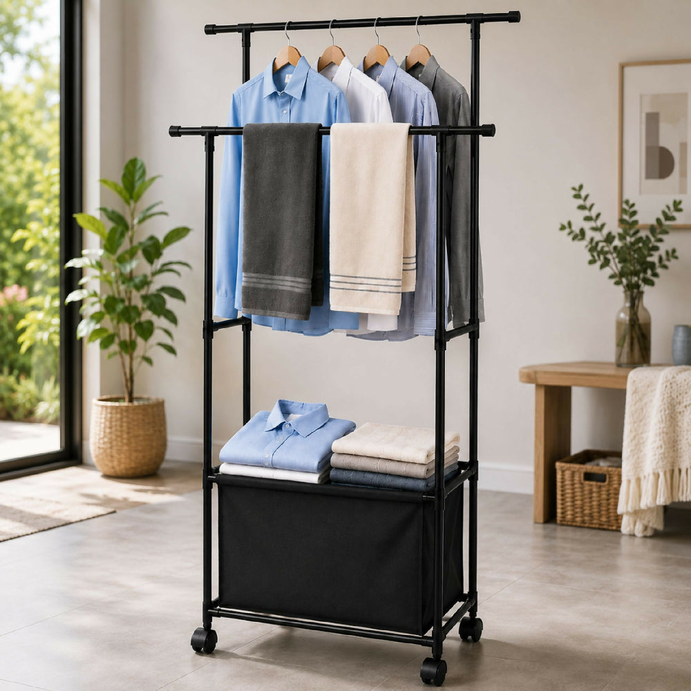 Tendedero Organizador De Ropa Doble 73026 Con Doble Barra De Colgado Y Fácil Desplazamiento