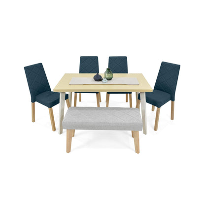 Comedor 6P Liverpool con Butaco Tela Azul Plata