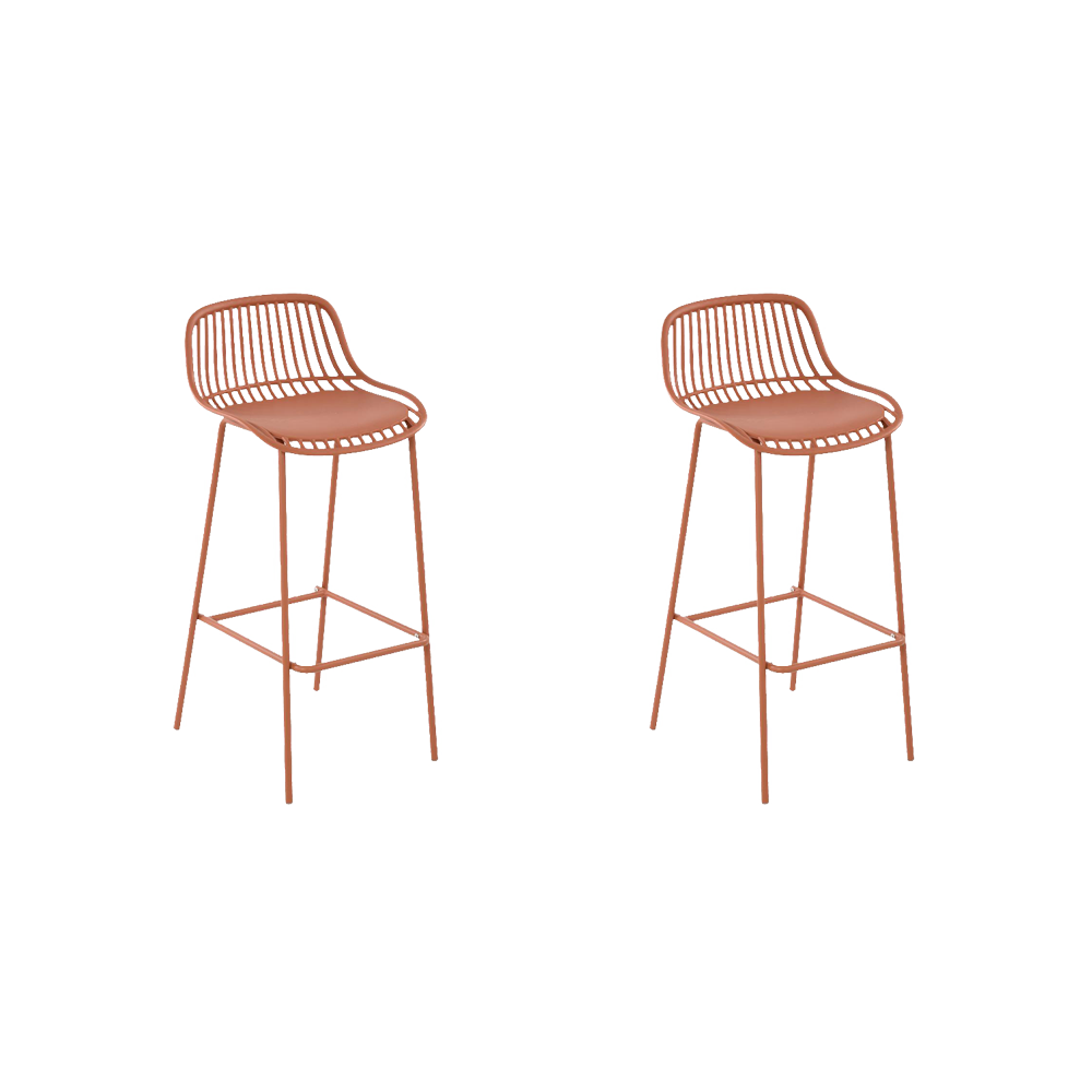 Set de 2 Sillas Par Bar Tulum, Color Terracota, Diseño Moderno