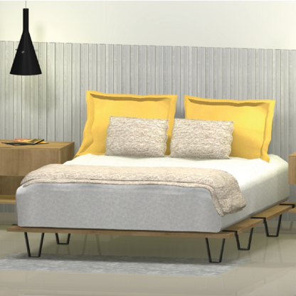 Base Cama Rebecca, Madera Clara y Negro