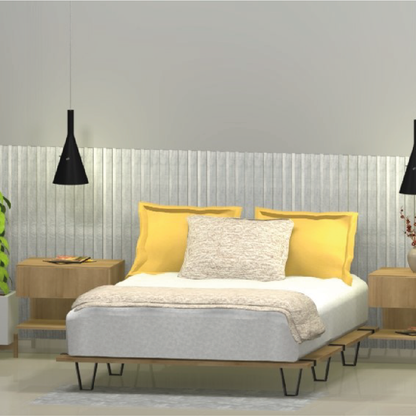Base Cama Rebecca, Madera Clara y Negro