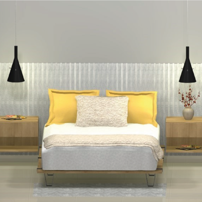 Base Cama Rebecca, Madera Clara y Negro