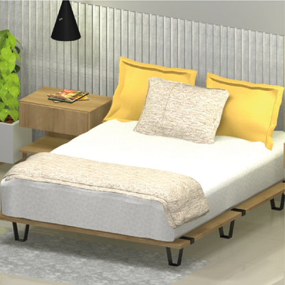 Base Cama Rebecca, Madera Clara y Negro