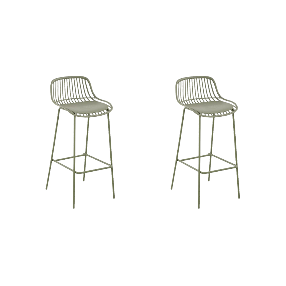 Butaco para Barra Tulum, Color Verde Olivo, Diseño Moderno X2
