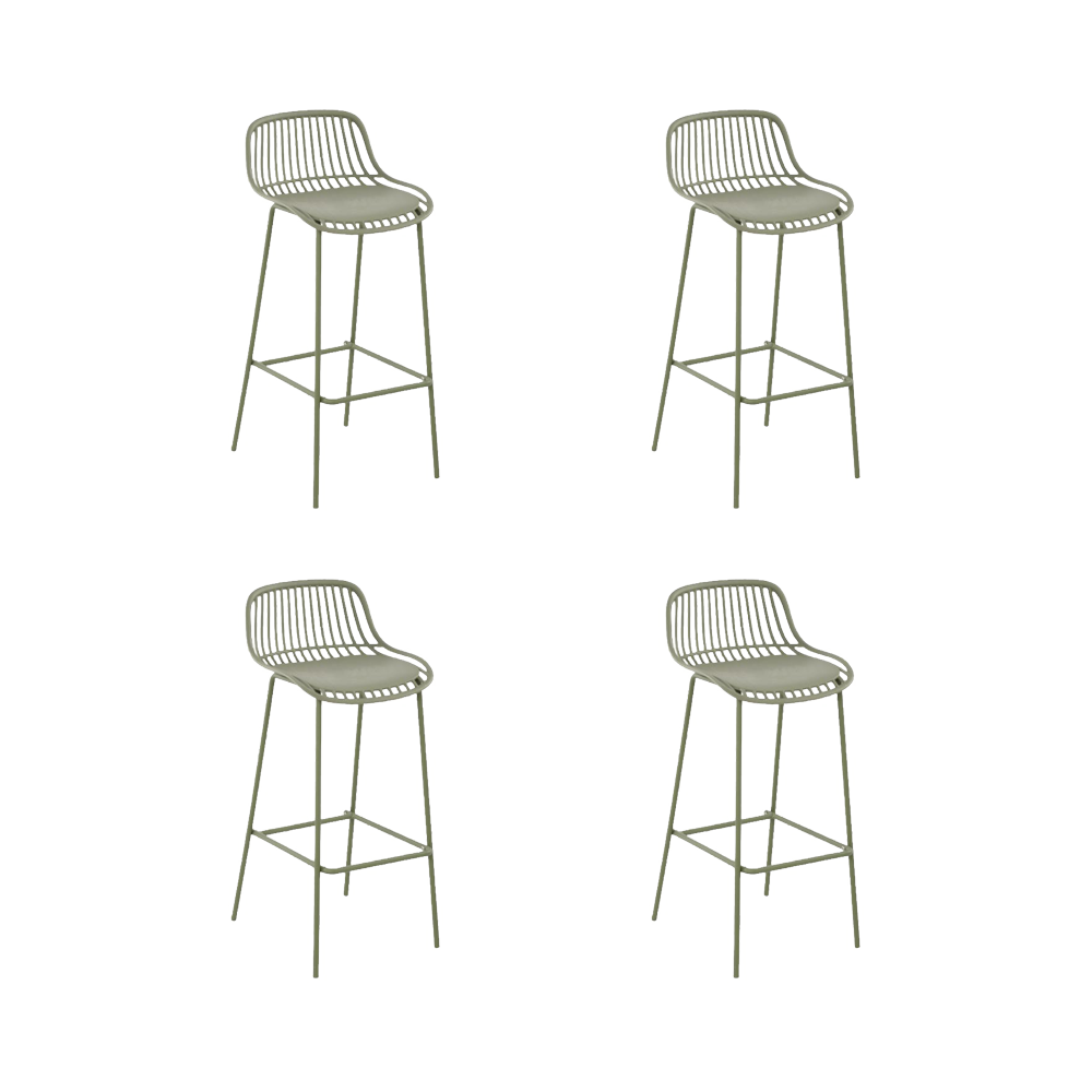 Butaco para Barra Tulum, Color Verde Olivo, Diseño Moderno X4