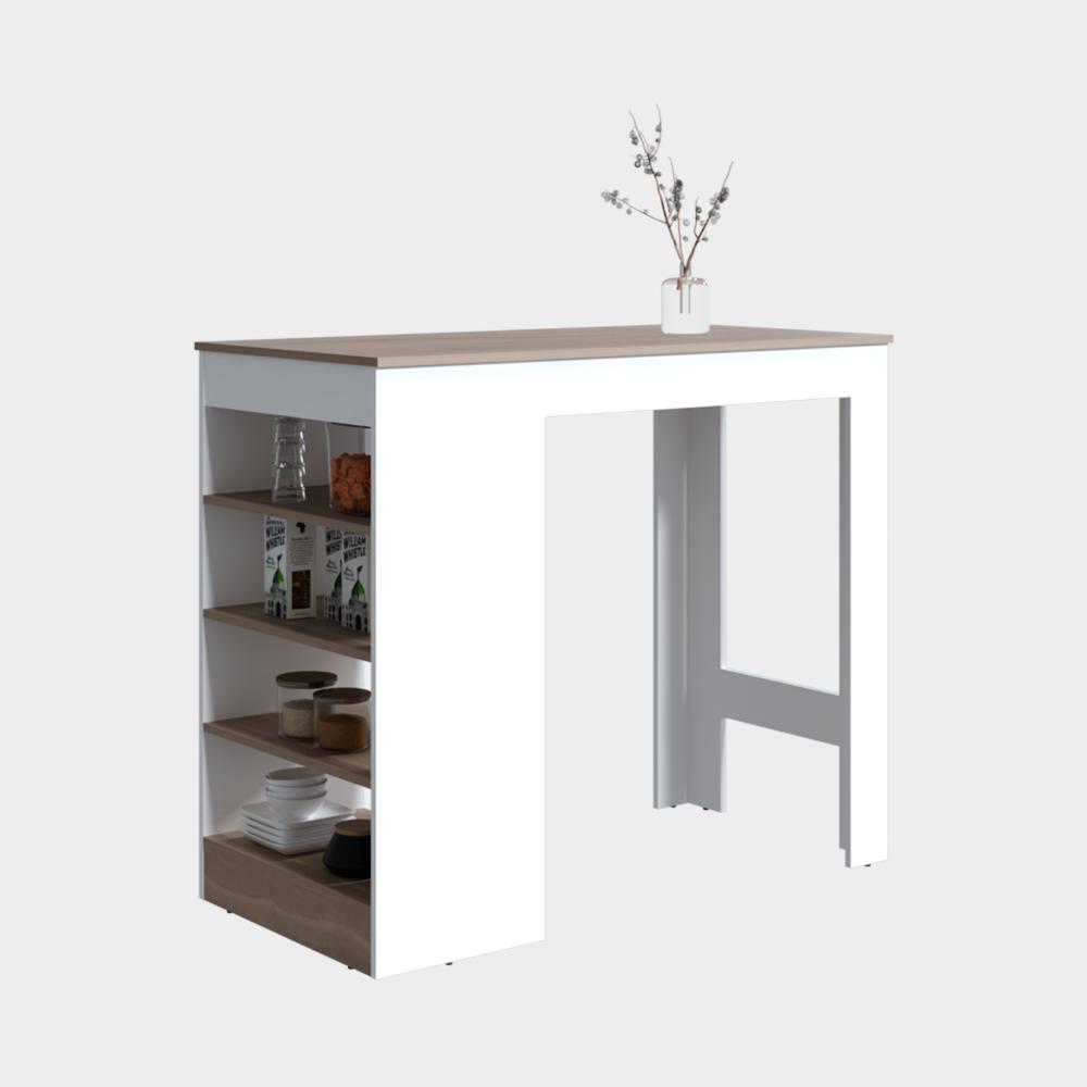Barra Auxiliar de Cocina Greer, Blanco Duqueza y Bardolino, con espacio para ubicar objetos de cocina