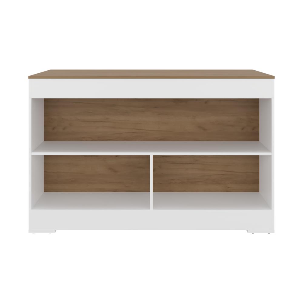 Barra de Cocina Kuho, Kronos Blanco y Kronos Fresno, Moderna con variedad de entrepaños para ubicar elementos de cocina ZF